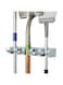 Innovatex Garden Tool Wall Mount Rack Organizer - Hold up to 5 Rakes Shovels Brooms or Mops - Mount Cleaning and Yard Tools in Garage Kitchen or Utility Room - Includes 6 Hooks for Hanging Small Items