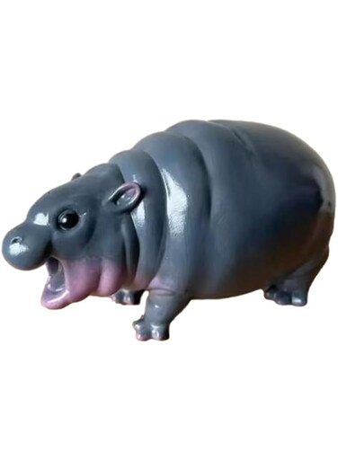 Hippo,Bouncy Pork Pygmy Hippo Statue,Hippo Resin Figurines,Figurine Small Tabletop Statue,Portable Hippopotamus Sculpture for Bookshelf, Bedroom,Perfect Indoor Home Decorations and Gifts