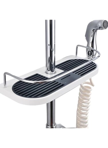 Beauenty Bathroom Storage Shelf,Adjustable Shower Shelf,Shower Rack Organiser,No Drilling,Snap-On Shower Accessories,Shower Caddy Pole Bathroom Shelf Tray Hanging Bathroom Lift Tray Mounted Showe