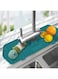 SKEIDO Silicone Faucet Water Catcher Mat Splash Guard for Sink Faucet Reusable Sink Draining Pad Behind Faucet for Kitchen Bathroom green-35.4 * 14.8cm