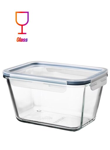 container with lid, rectangular glass/plastic1.8 l