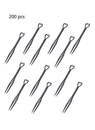 Pieces Disposable Plastic Fruit Forks for Family Party Birthday Party Wedding Dessert Cake Forks,Black, with individual packaging