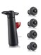 Saver Pump with 4 Vacuum Bottle Stoppers Black Efficient Wine Preservation