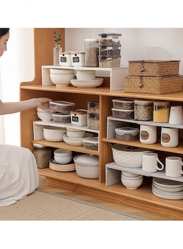 HOME GOODS Expandable Kitchen Racks, Stackable Cabinet Racks, Layered Storage Racks, Storage Space Saver, Sink Countertops, For Plates, Countertops, Cabinets, Inner Partitions, Layered Racks, Seasoning Racks, White