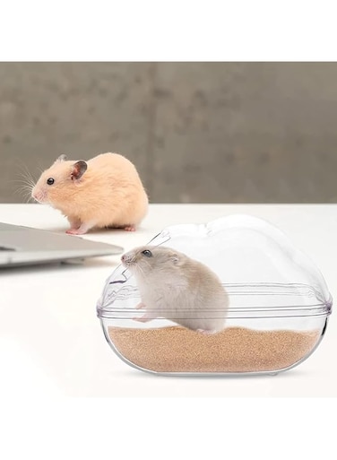 1pcs Transparent Hamster Sand Bath Container, Big Space, Avoid Kicking Sand Out, Easy to Clean, Perfect for Dwarf Hamster, Syrian Hamster