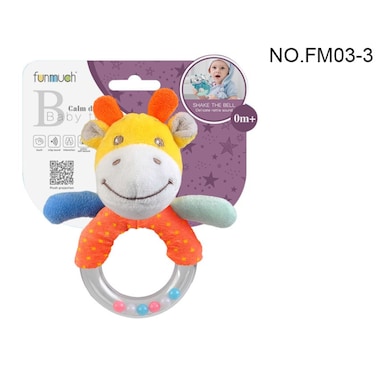 Funmuch Baby Giraffe Rattle Toy &ndash; Soft Plush Hand Bell Ring with Gentle Sound, Sensory Development Toy for Newborns &amp; Infants, Washable Polyester, 0 Months+