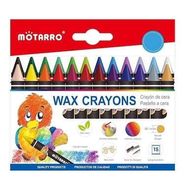 Motarro Non-Toxic Wax Crayons Set (MP012-24) &ndash; 24 Intense Colors for Kids &amp; Students &ndash; 11mm Round Shape, Easy to Sharpen &amp; Blend &ndash; Premium Artistic Materials for School, Coloring &amp; Drawing