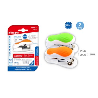 MOTARRO Mini Stapler Set with 1000 Staples MI020-1 &ndash; Compact Portable Desktop Stapler for Office, School &amp; Home &ndash; Includes 24/6 &amp; 26/6 Compatibility
