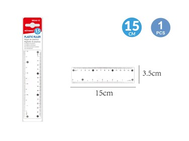 MOTARRO 15cm Transparent Plastic Ruler MI044-15 &ndash; Clear, Easy-to-Read Straight Student Ruler for School, Office &amp; Craft Use