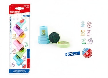 MOTARRO Assorted Animal Self-Inking Stamps for Kids ME046-3 - 25mm, Set of 6, Perfect for Crafts &amp; Fun