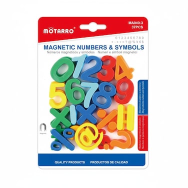 MOTARRO 37-Piece Magnetic Numbers &amp; Symbols Set MA040-3 &ndash; Vibrant Assorted Colors for Fridge, Classroom &amp; Educational Use