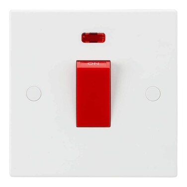 Modi 45A 1-Gang DP Switch with Neon Indicator &ndash; Heavy Duty 3x3 Double Pole Switch for High Loads