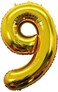 Italo Number 9 Foil Balloon, 16-Inch Size, Gold