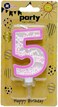 Italo 5 Number Foam Balls Birthday Candle - Pink