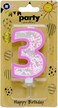 Italo 3 Number Foam Balls Birthday Candle - Pink