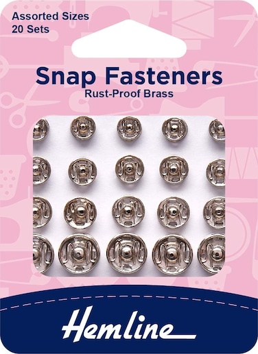 Hemline 420.99 Nickel Brass Rust Proof Sew On Snap Fasteners 6,7,9,11mm 20 Set