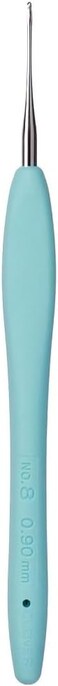 Clover 1224 Amour Steel Crochet Hook No. 8, 0.90mm,Blue

