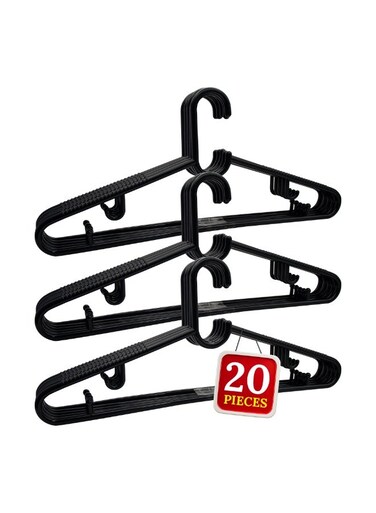 Plastic Hanger 20 Pcs Set, Non-Slip Clothes Hangers for Wardrobe, Closet Storage &amp; Space-Saving Organization