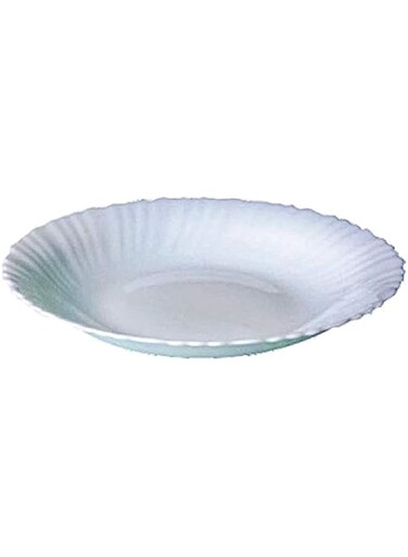 Royalford 8.5" Opal Ware Spin Soup Plate - Soup Plates Pasta Plates   plate with playful Classic decoration   Ideal for Soup, Deserts, Ice Cream and More (White)