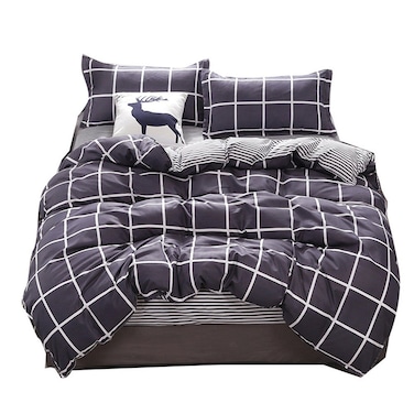4-Pieces Simple Trend Style Bedding Set Polyester Multicolour 180x220cm