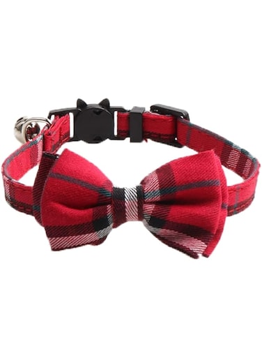 Whaleap Cat Collar Breakaway with Cute Bow Tie and Bell for Small Kitty Pet Adjustable Bow-tie Safety Plaid 7.8-10.5 In