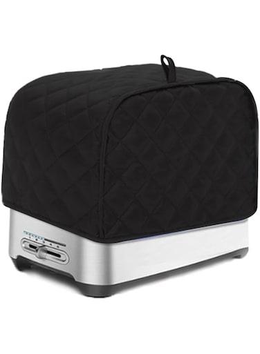 Azonee Polyester Fabric Quilted Four Slice Bread Toaster Cover Bakeware Protector, Dust and Fingerprint Protection - Best Gift for Mother, Black (12 x 11 x 8.5 inch)