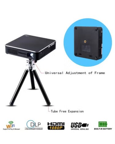 Portable Mini DLP Projector with Smart WIFI Bluetooth Projector