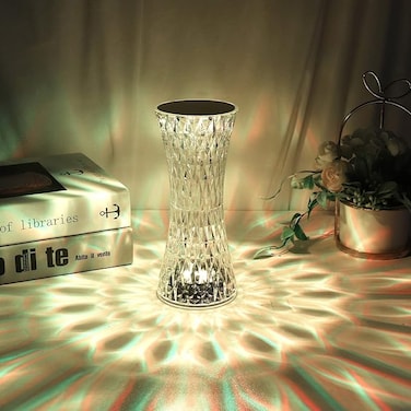 Elegant Crystal Table Lamp Night Light, Soft Ambient Lighting, Decorative LED Bedroom &amp; Living Room&nbsp;Accent&nbsp;Light