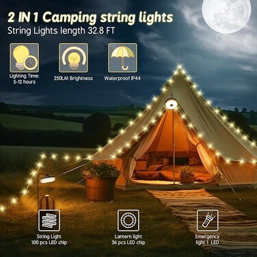 Camping Light, Multifunctional Portable Camping Lamp, Portable LED Tent Lamp