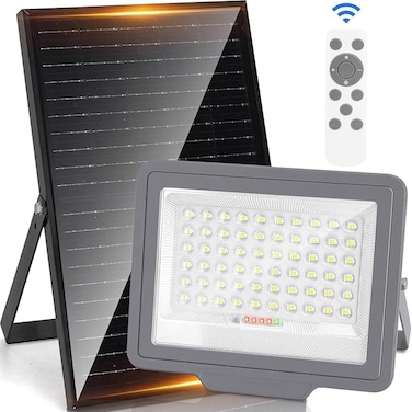 Solar LED Outdoor Spotlight with Remote, High-Capacity Battery &amp; Large Solar Panel, Waterproof Light for Garden &amp; Yard
