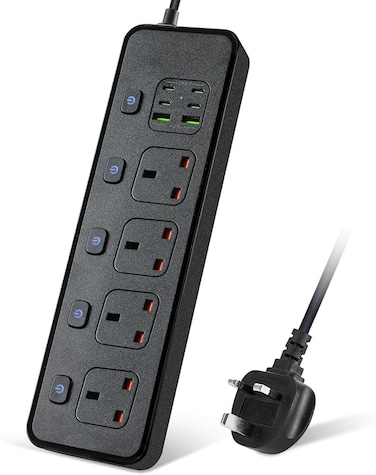 Power Socket Extension with 5M Cable, 30W High Performance Multi-Plug Power&nbsp;Strip