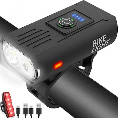 Bike Light, High Lumens Super Bright Bicycle Light, 6+4 Modes USB Rechargeable Bike Headlight &amp; Tail Light Set, Waterproof Safety Bike Front &amp; Rear Light for Road, Mountain, Night Riding