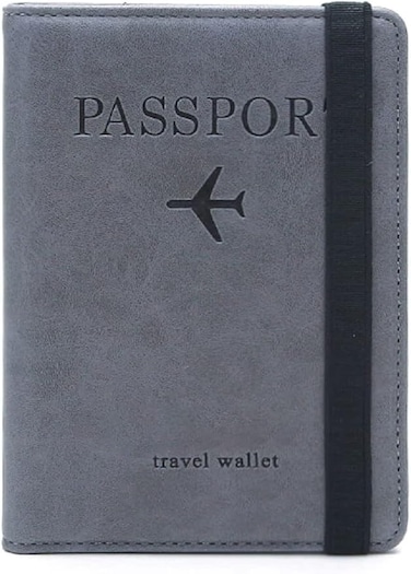 Slim Leather Travel Passport Wallet Casual Solid Credit Card Holder Money Wallet Id Multifunction Documents Flight License Purse Grey