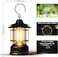 Retro Camping Lantern, Portable LED Lantern with Stepless Dimming, Water Resistant, Black