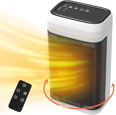 Space Heater, Portable Cooling Fan with Heating Function, Fast Heating, Remote Control Electric Fan Heater 1500W/900W Safe &amp; Quiet Ceramic Heaters for Indoor, Tip-over &amp; Overheat Protection