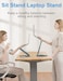 Laptop Stand, Aluminum Laptop Stand for Desk Ergonomic Sitting/Standing Laptop Riser with 360&deg; Rotating Base, Foldable Laptop Holder Adjustable Height Up To 18.9" (Grey)