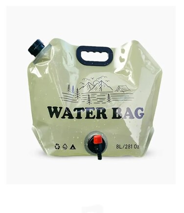 8L Portable Water Storage Bag - Thick, Durable Water Carrier for Survival, Camping, Hiking, Cycling, Fishing &amp; Emergency Use - Compact Foldable Design for Easy Travel, Outdoor Adventures &amp; Car Trips