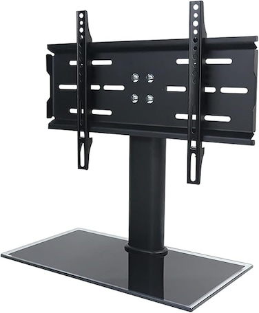 Tabletop TV Stand for 36" - 55" LCD, LED TV - 3 Level Height Adjustable TV Stand Mount with Tempered Glass Base. Max VESA 600x400mm, holds up to 55 lbs