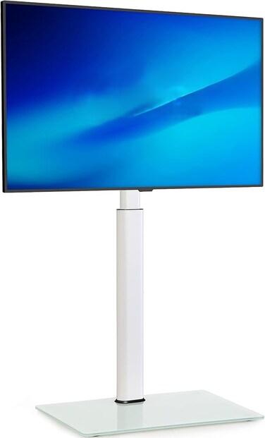 TV Stand, White Floor TV Stand for 32-60 Inch TVs Holds Up to 66 lbs, Tall Conner TV mount with Swivel 70 Degrees and Height Adjustment, Max Vesa 600 x 400 mm