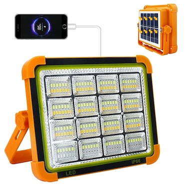 Led Portable Solar Work Light 100W 10000 LM Battery Rechargeable Emergency Work light With 4 Light Modes Flood Light For Power Failure Car Repair Camping Construction Job Site
