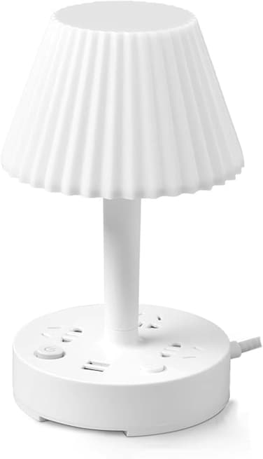 Bedside Lamp with Charging Port &amp; Power Extension, Dimmable Table Lamp with Touch Control, Soft Night Light for Bedroom, Study, Office &amp;&nbsp;Living&nbsp;Room