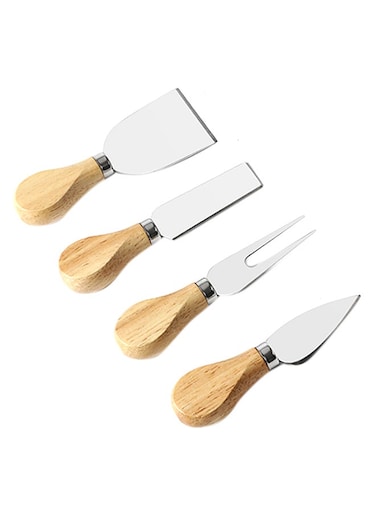 Wooden Handle Cheese Knife Baking Tool Set Silver