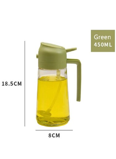 Dispenser, 2 in 1 Oil Sprayer for Cooking, 16oz/470ml Glass Oil Spray Bottle with Pourer, Food-grade Oil Dispenser and Oil Sprayer for Kitchen, Salad, Frying, BBQ (Green)
