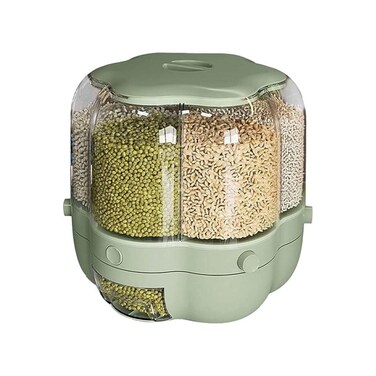 SUKILO Round 6-Grid Food Grain Dispenser &ndash; Transparent Large-Capacity Dry Food Storage Container w