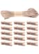 Tanstic 101Pcs Natural Wooden Clothespins Kit, Mini Clothes Pins Photo Paper Peg Pin Craft Clips Mini Clothespins with Jute Twine for Photos, Crafts, Arts-1.38 Inch