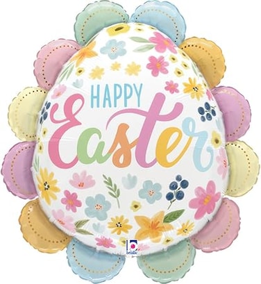 30" Foil Balloon Ruffled Floral Easter Egg