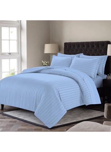 COLLECTION Stripe Single Sky Blue Duvet Cover set with Single Pillow Case 160x220 cm
