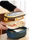 YAH Leak-Proof Bento Lunch Box - 2 Layers and 6 Compartments, Model: LunchMate - Microwave &amp; Dishwasher Safe, Includes Spoon &amp; Fork - Convenient Handle for School, Work, and Travel