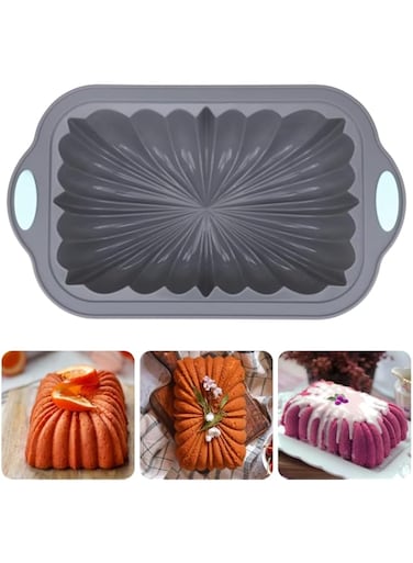 Azonee Silicone Almond Cake Loaf Pan, Classic/Elegant Silicone Bread Baking Molds, Nonstick, Metal Reinforced Frame, Black