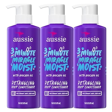 Aussie Deep Conditioner, With Avocado. Paraben Free, 3 Minute Miracle Moist, For Dry Hair, 16 Fl Oz, Triple Pack